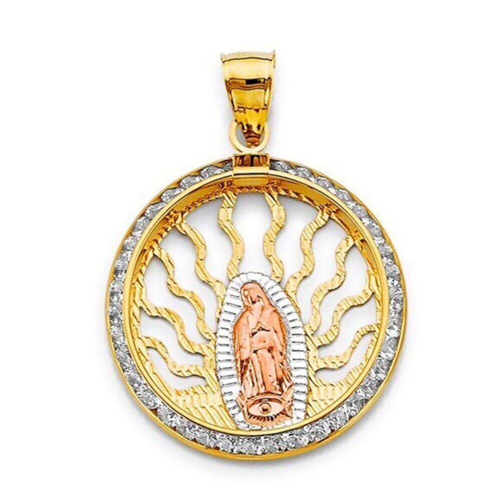 New 14K yellow gold rose gold white gold CZ Guadalupe Pendant